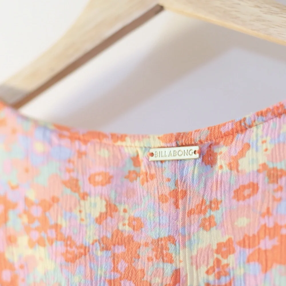 Billabong Floral Wrap Dress Multicolor V-Neck Flutter Short Sleeve Size M/10 NWT - Picture 8 of 9